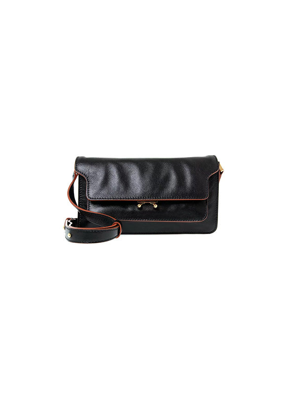 Trunk Soft Medium Leather Shoulder Bag in Black - Marni