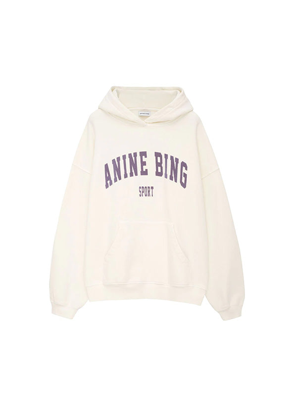 Harvey Sweatshirt in Off White with Purple Adam Heath