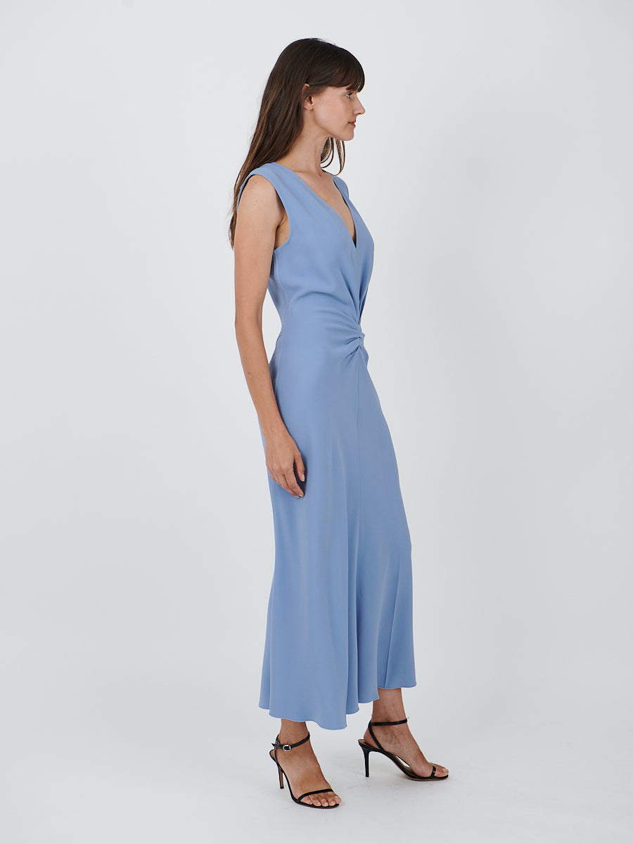 Victoria Beckham | Sleeveless Gathered Waist Midi Dress in Bluebell