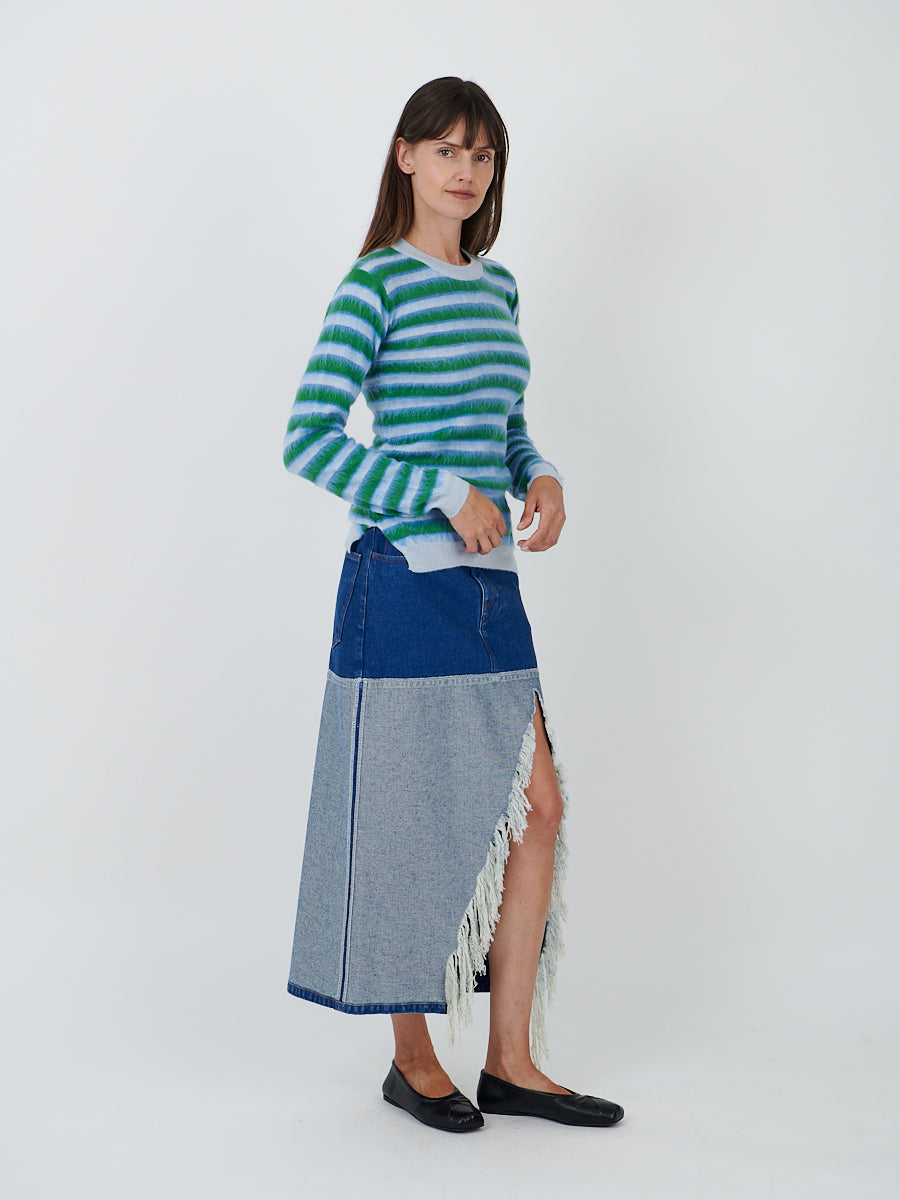 Marni | Round Neck Strip Sweater in Light Blue