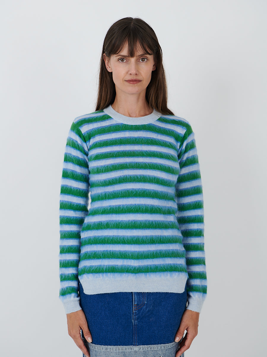 Marni | Round Neck Strip Sweater in Light Blue