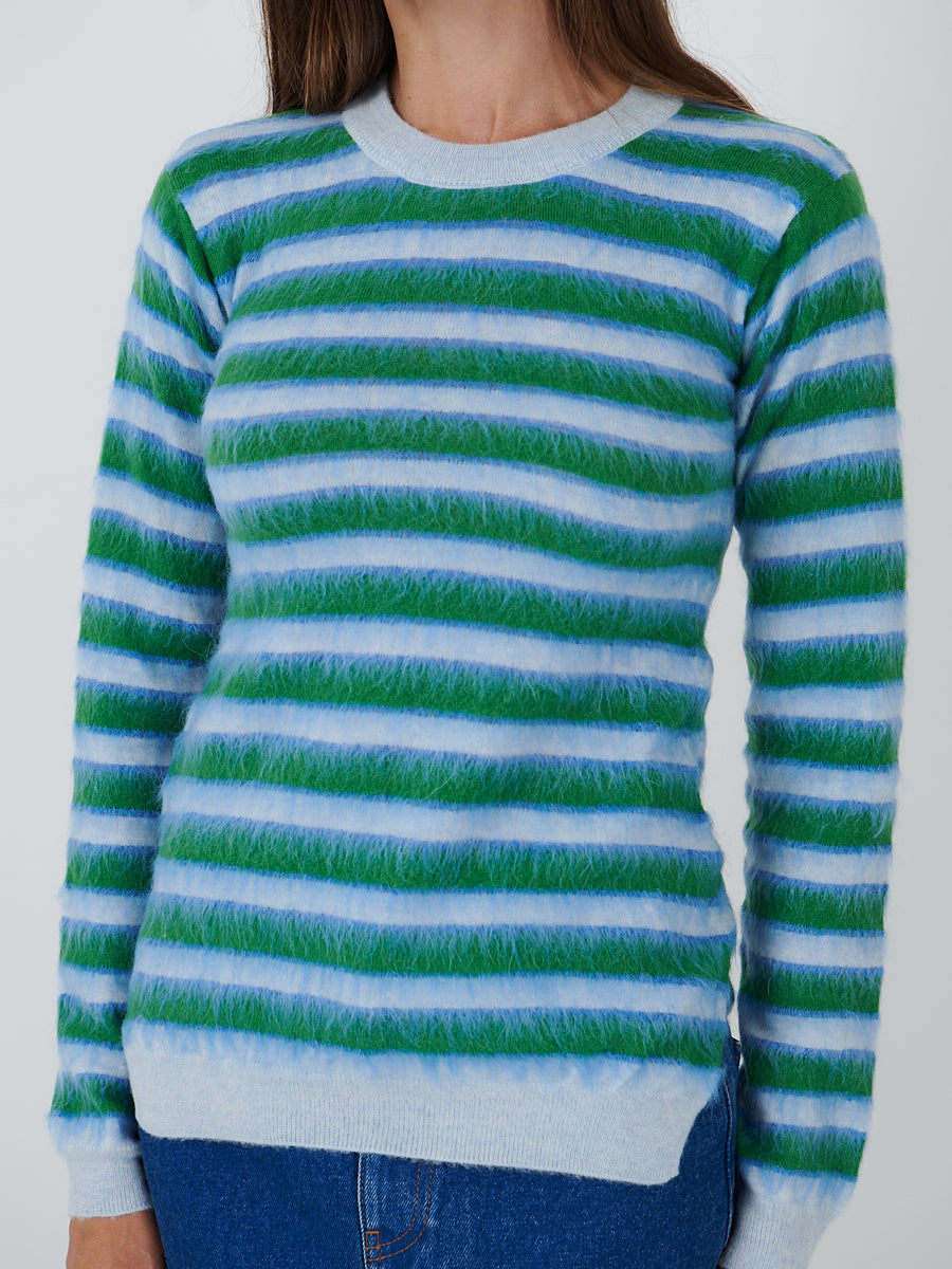 Marni | Round Neck Strip Sweater in Light Blue