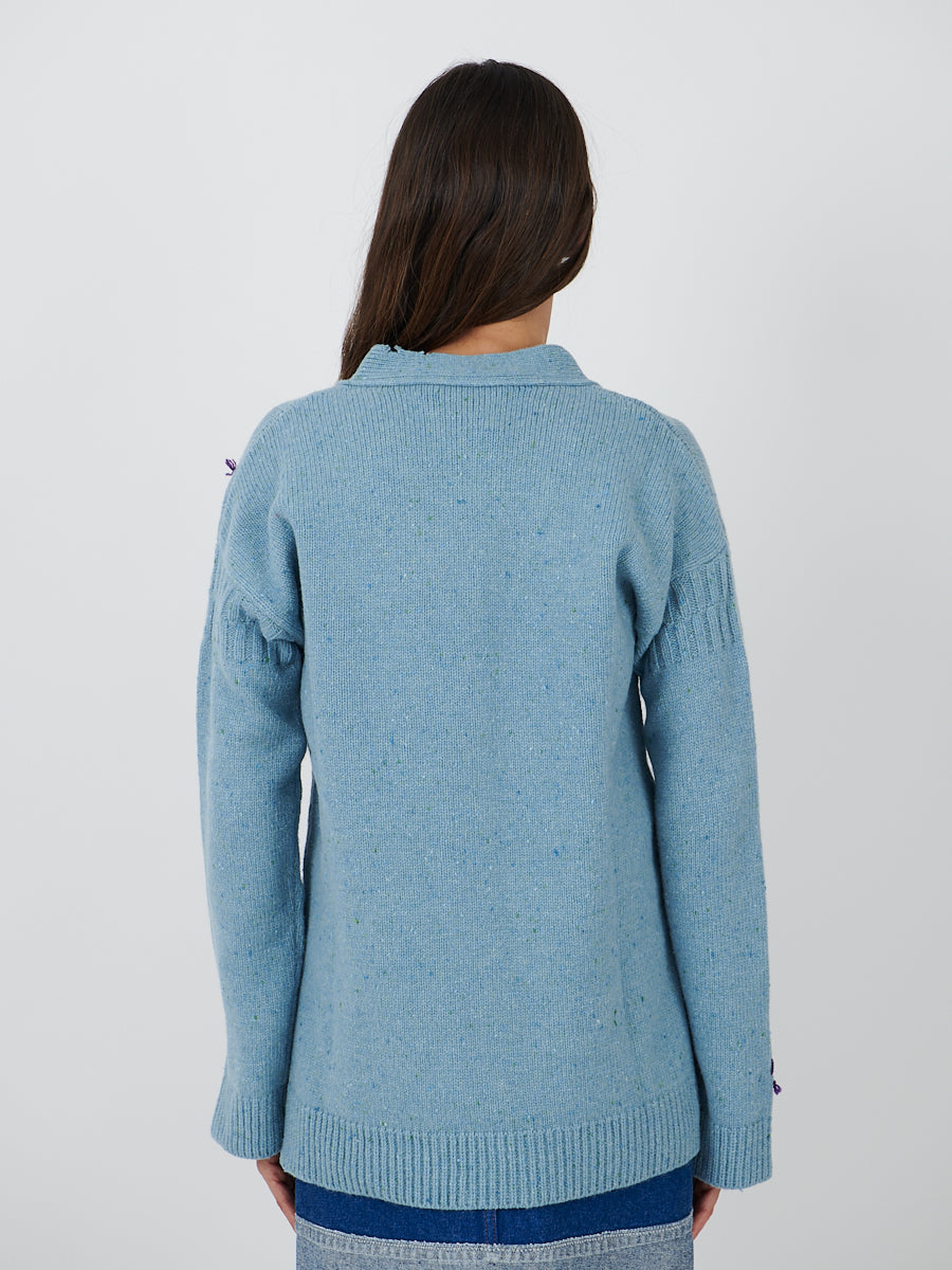 Marni | Distressed Cardigan in Smoke Blue