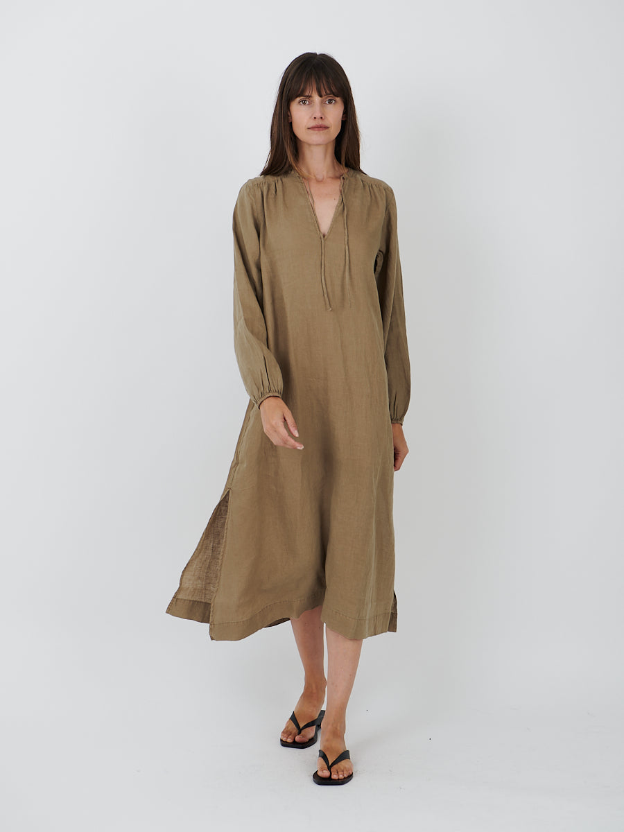 James Perse | Lightweight Linen Dress in Cashew Pigment