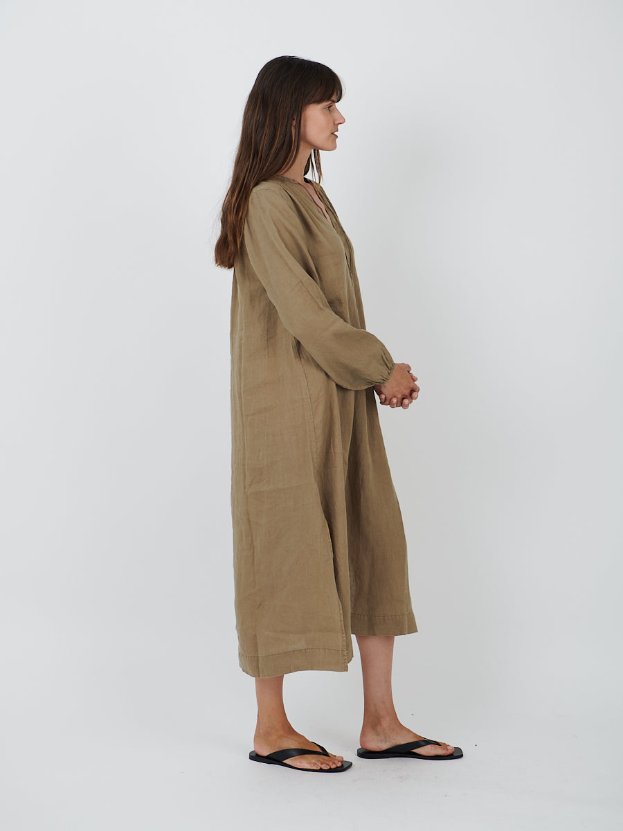 James Perse | Lightweight Linen Dress in Cashew Pigment