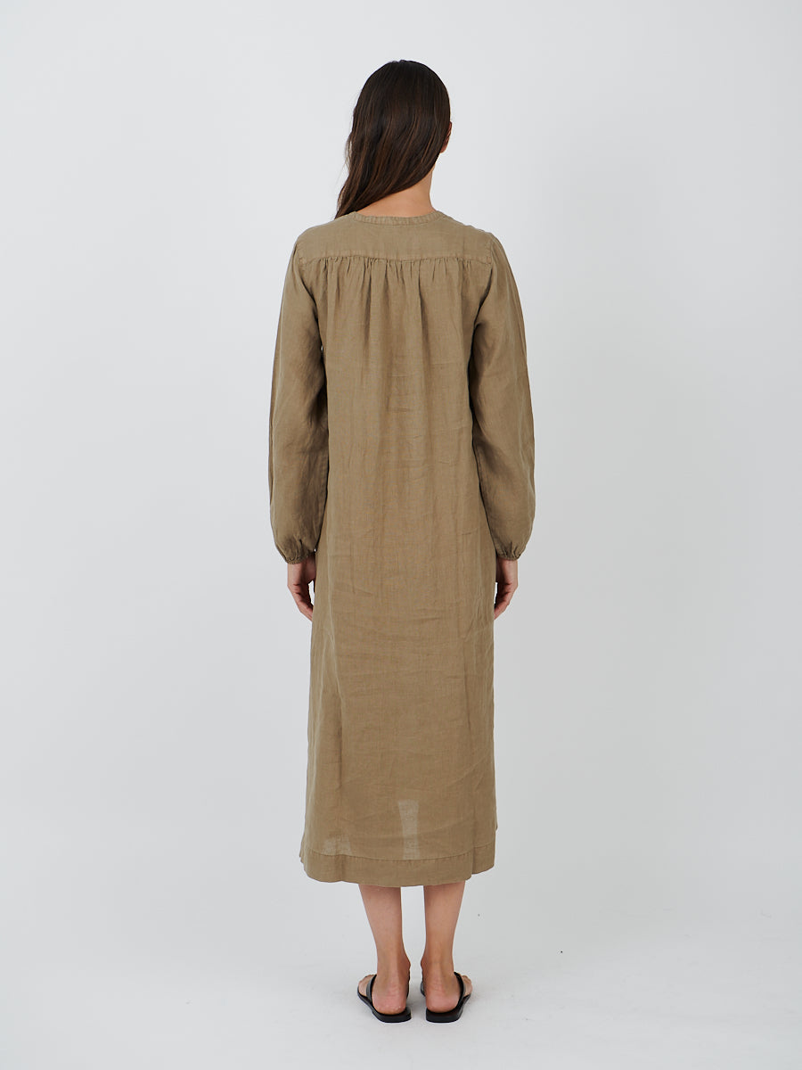 James Perse | Lightweight Linen Dress in Cashew Pigment