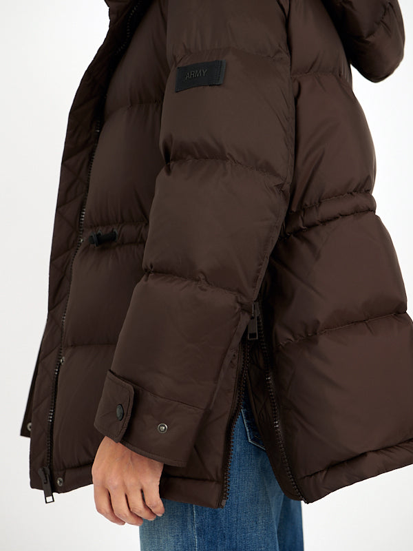 Yves Salomon | Down Coat with Trim in Mocha