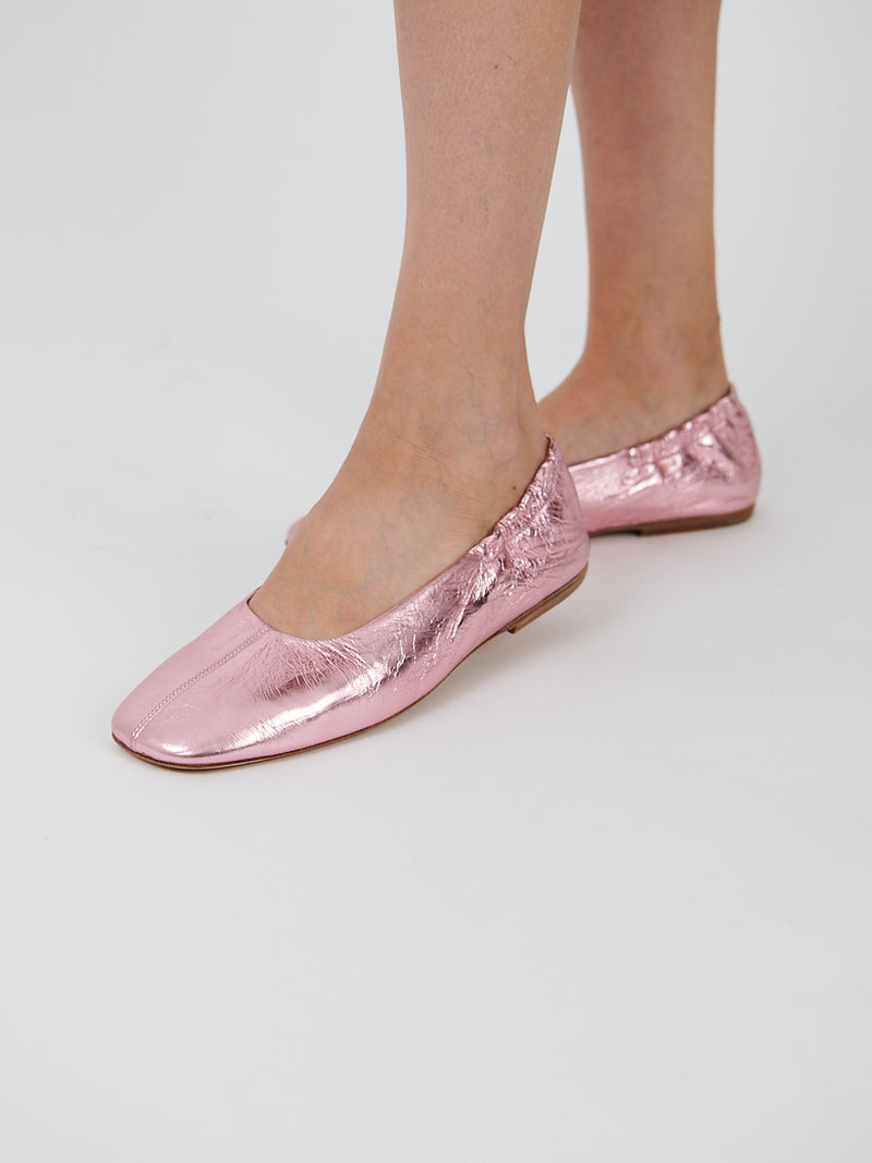 Dries Van Noten | Ballerina Glove Flat in Metallic Pink