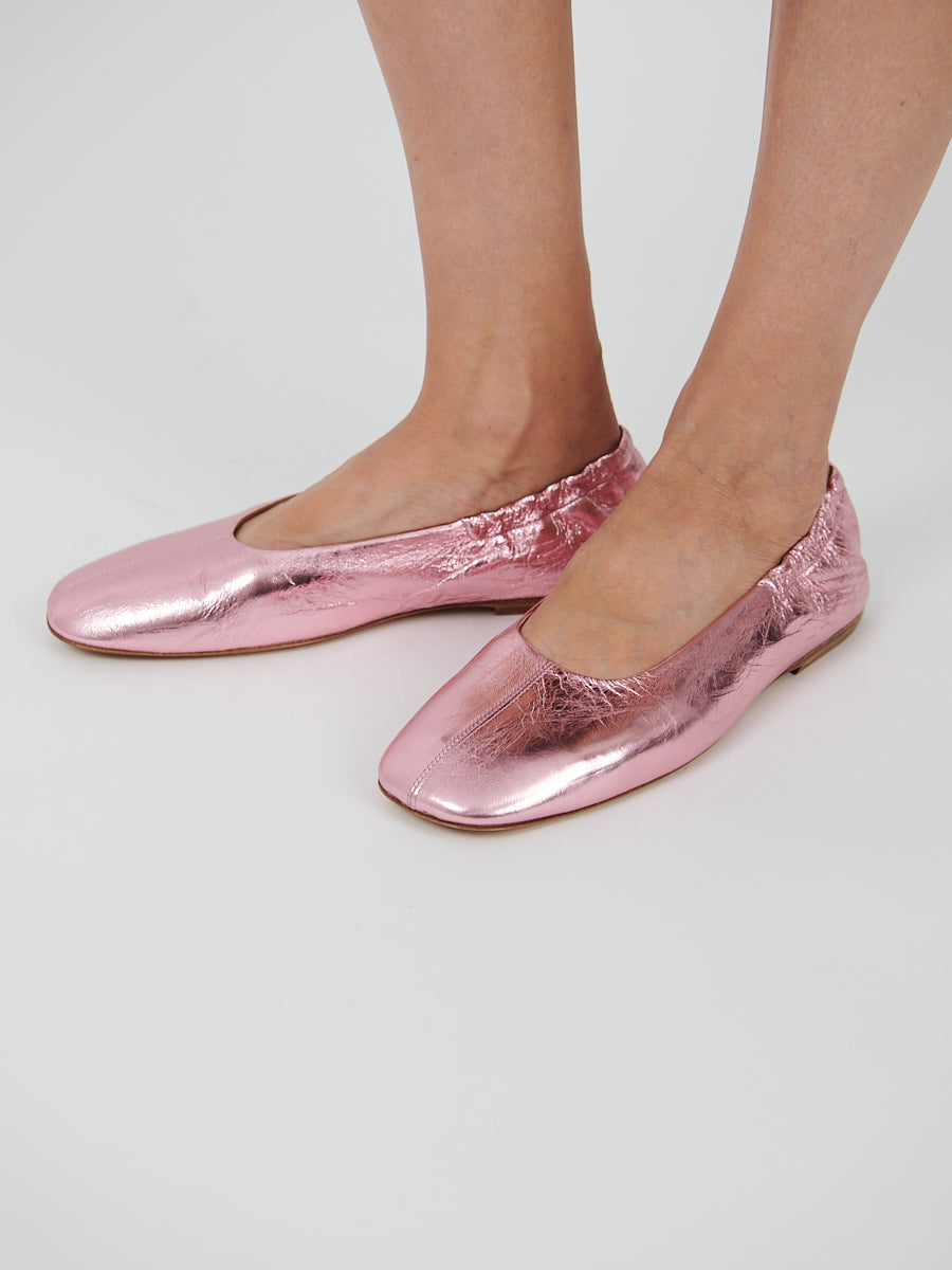 Dries Van Noten | Ballerina Glove Flat in Metallic Pink