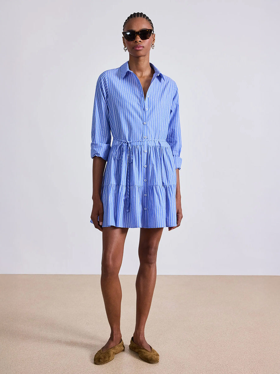 Anna Shirt Dress in Blue/Cream Stripe