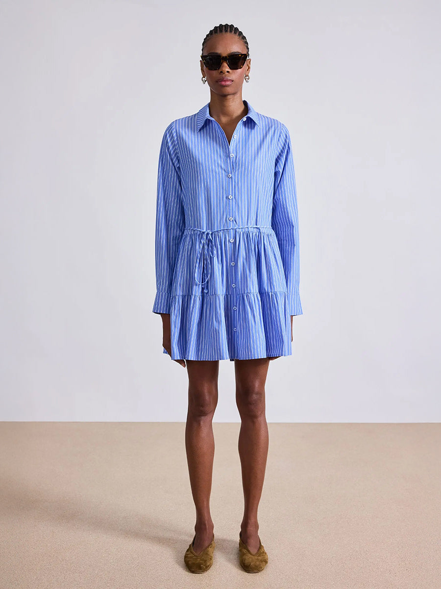 Apiece Apart | Anna Shirt Dress in Blue/Cream Stripe