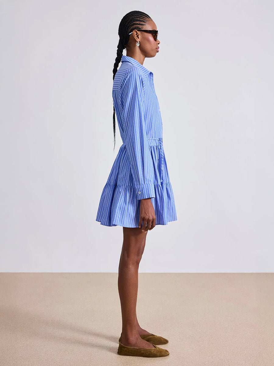 Apiece Apart | Anna Shirt Dress in Blue/Cream Stripe