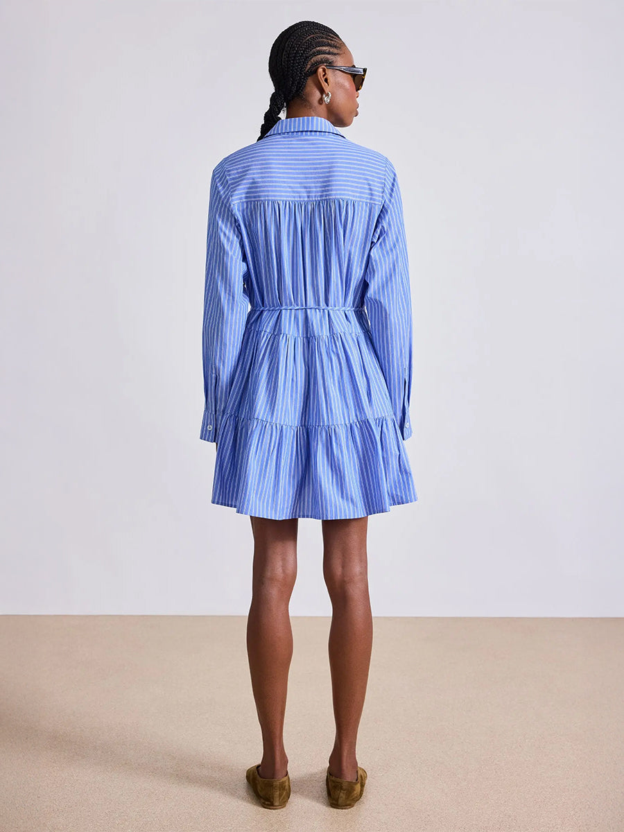 Anna Shirt Dress in Blue/Cream Stripe