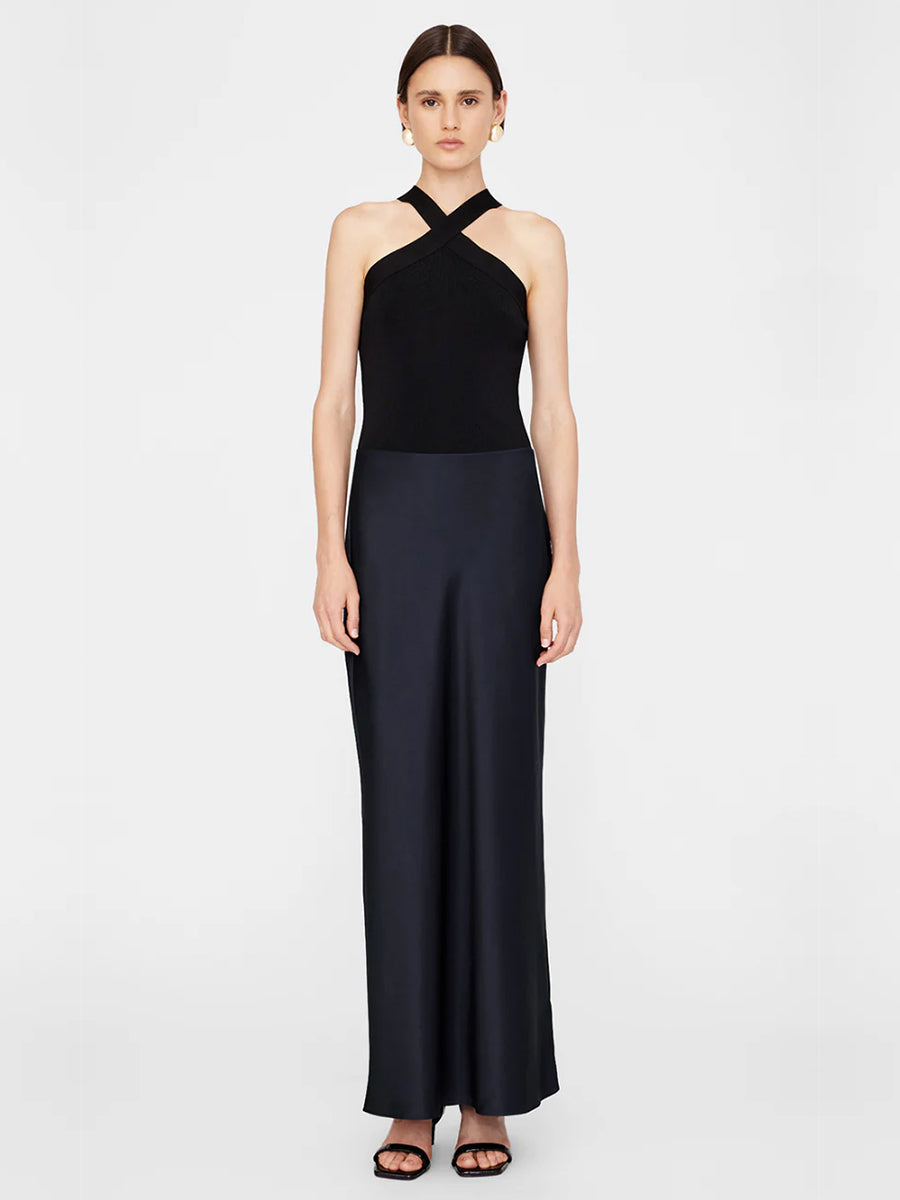 Anine Bing | Bar Silk Maxi Skirt in Night Navy