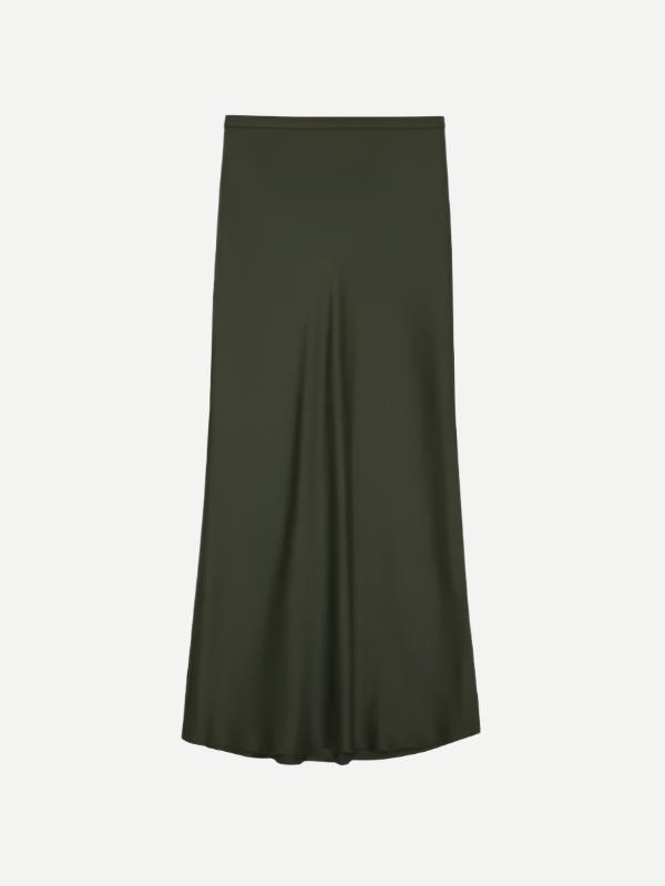 Anine Bing | Bar Silk Skirt in Dark Olive