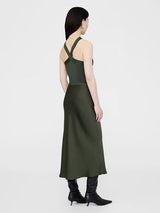 Anine Bing | Bar Silk Skirt in Dark Olive