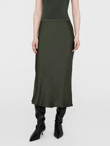 Anine Bing | Bar Silk Skirt in Dark Olive