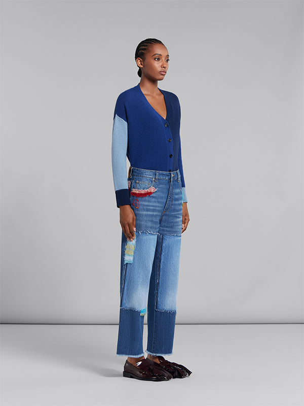 Marni | Colour Block Cashmere Cardigan in Ocean