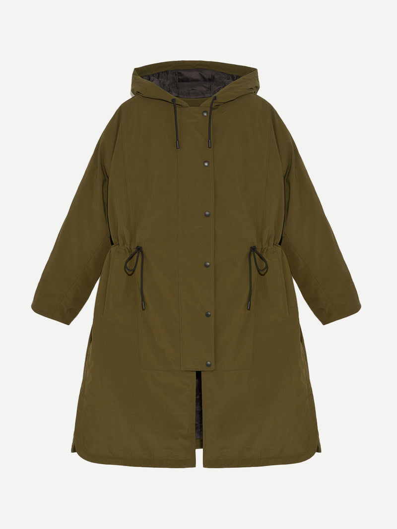 Yves Salomon | Cape Style Technical Coat in Army Green