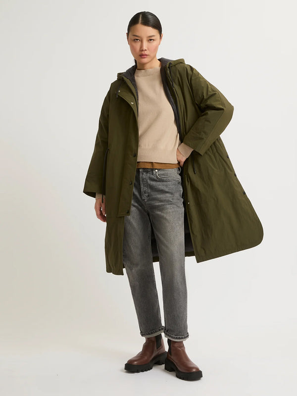 Yves Salomon | Cape Style Technical Coat in Army Green