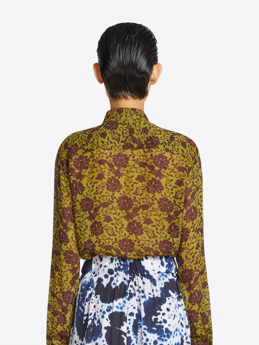 Dries Van Noten | Chowy Printed Shirt in Olive Floral