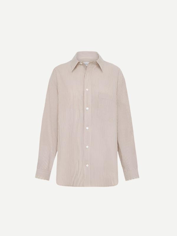 Matteau | Classic Stripe Shirt in Taupe Pinstripe