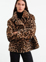 Nili Lotan | Cleophee DB Short Shearling Coat in Leopard Print