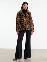 Nili Lotan | Cleophee DB Short Shearling Coat in Leopard Print