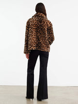 Nili Lotan | Cleophee DB Short Shearling Coat in Leopard Print