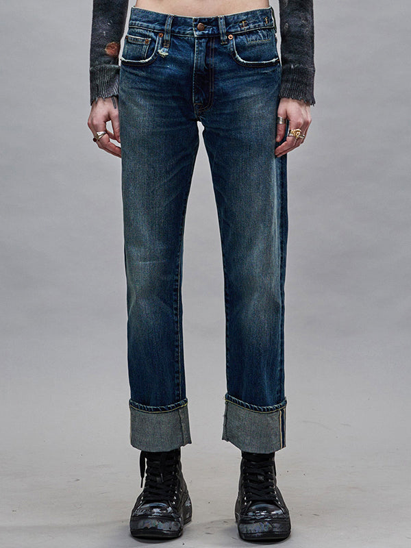 R13 | Cuffed Romeo Jean in Caslon Selvedge Blue