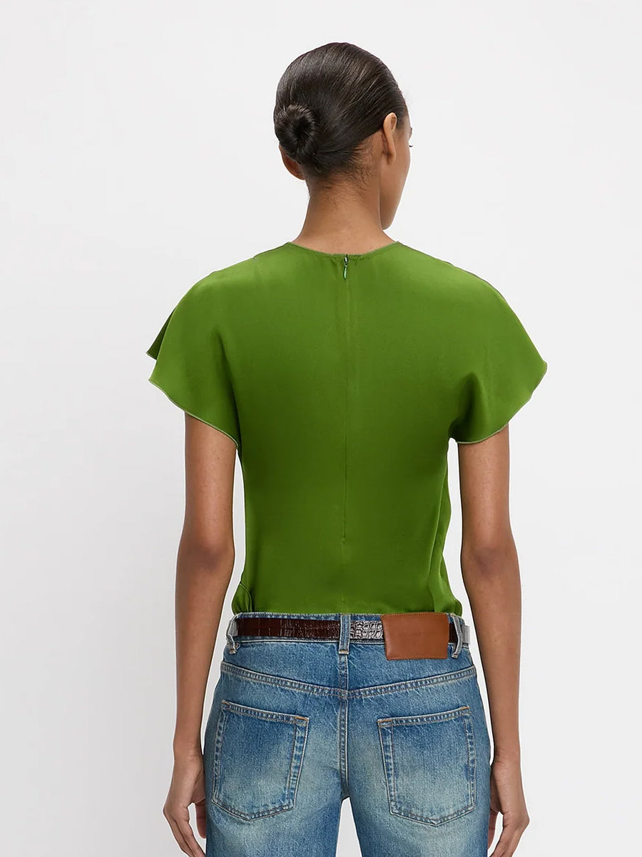 Victoria Beckham Draped Pleat Detail Top in Algae