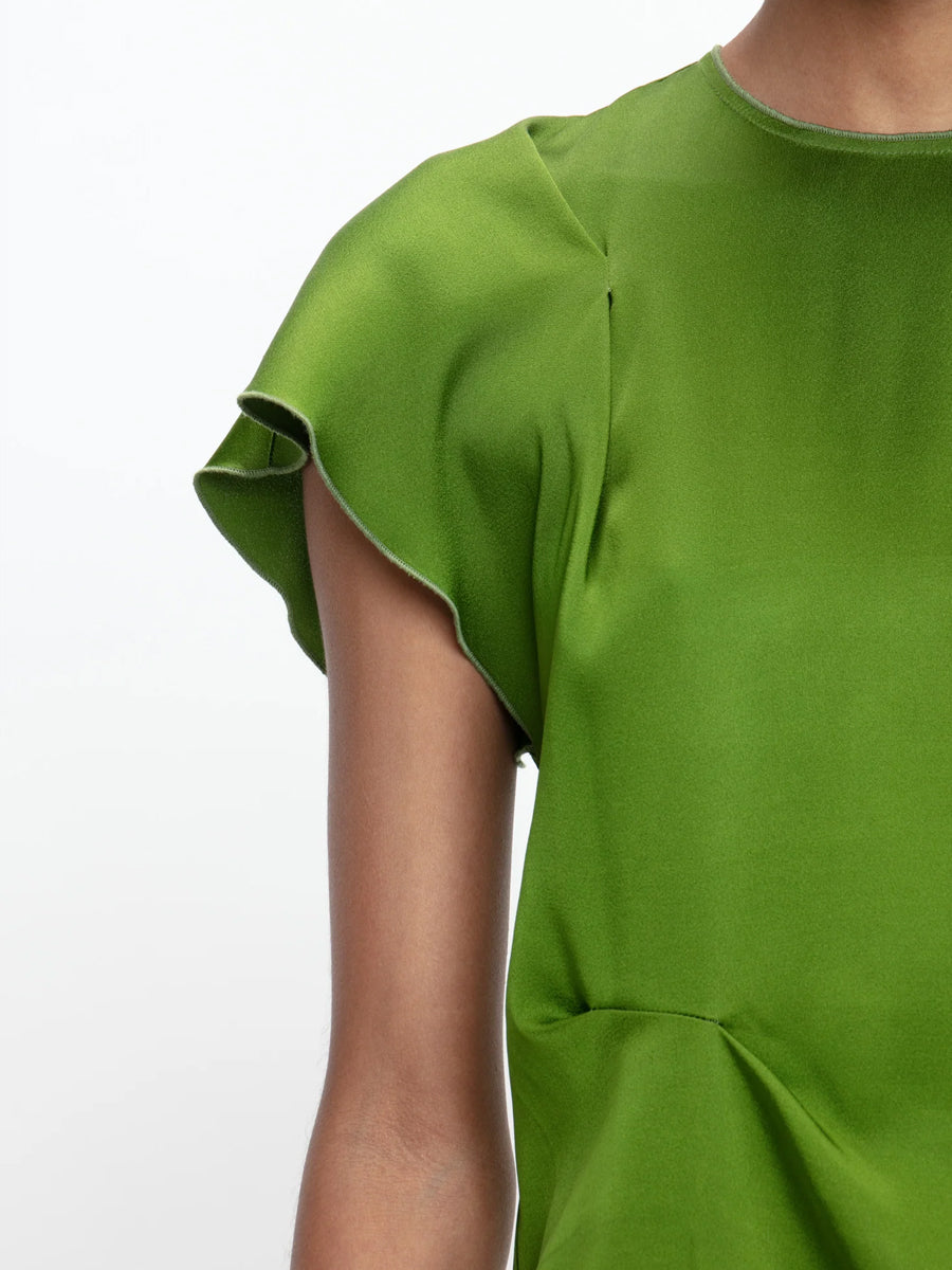 Draped Pleat Detail Top in Algae