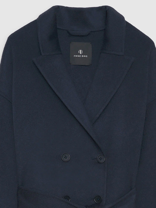 Anine Bing Dylan Maxi Coat in Navy