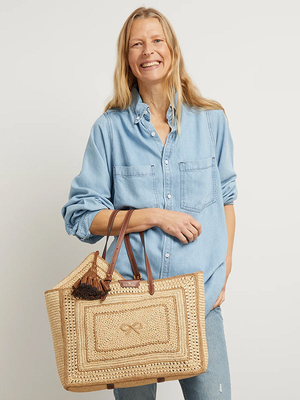 Anya Hindmarch | Bow Tote in Natural Raffia