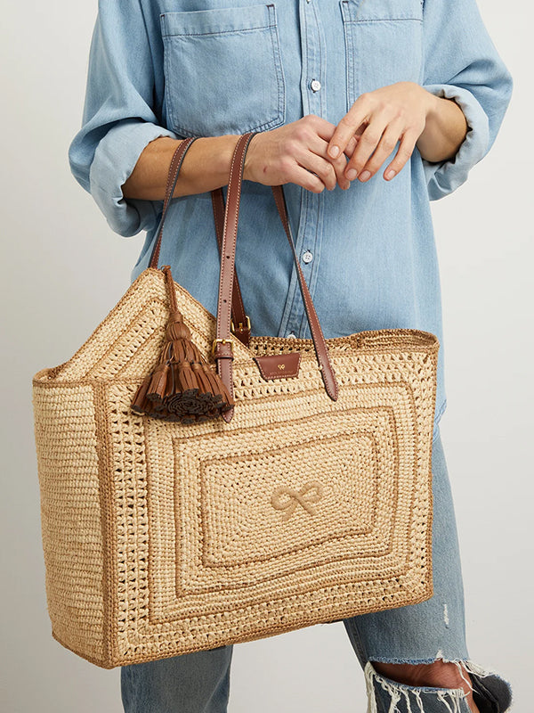 Anya Hindmarch | Bow Tote in Natural Raffia