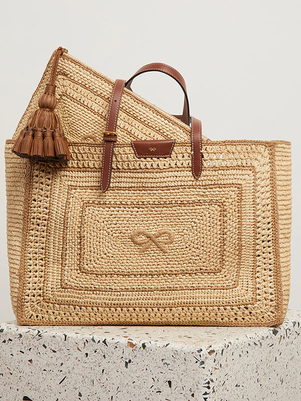 Anya Hindmarch | Bow Tote in Natural Raffia