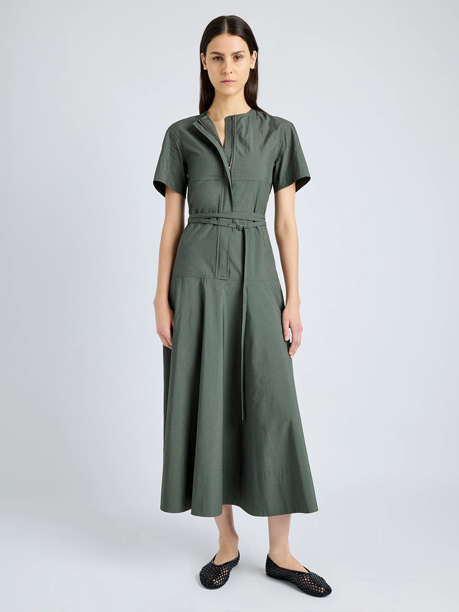 Proenza Schouler White Label | Elizabeth Parachute Dress in Dark Spruce