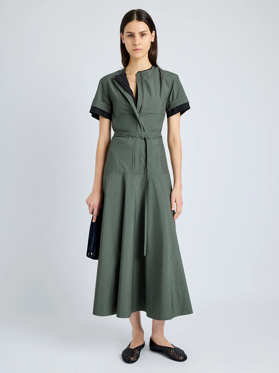 Proenza Schouler White Label | Elizabeth Parachute Dress in Dark Spruce