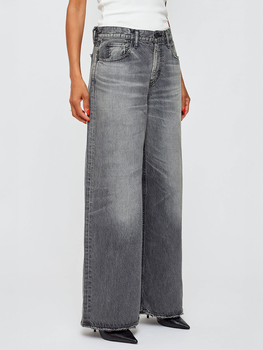 Moussy Vintage | MV Elmont Super Wide Jean in Light Black