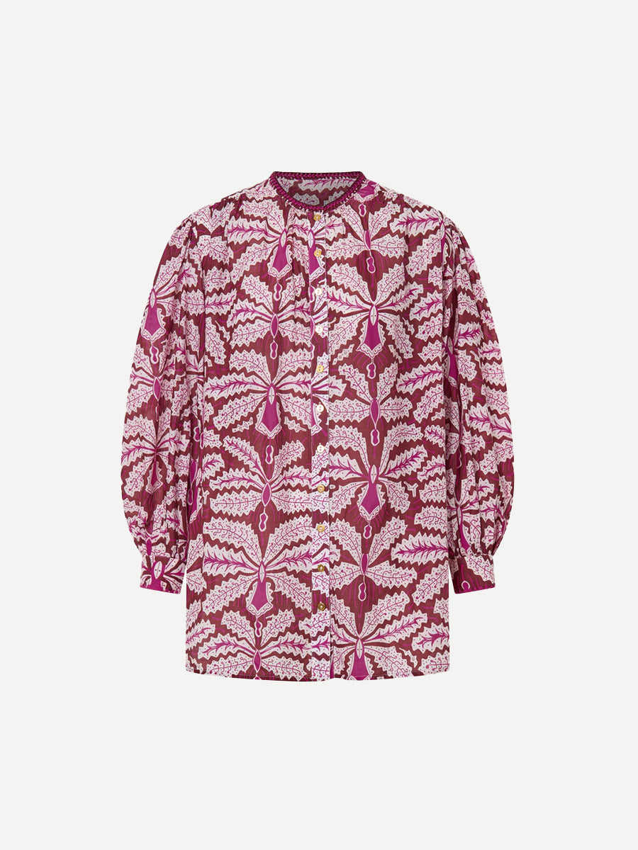 Ilio Nema | Enna Blouse in Fuchsia Orchid Print