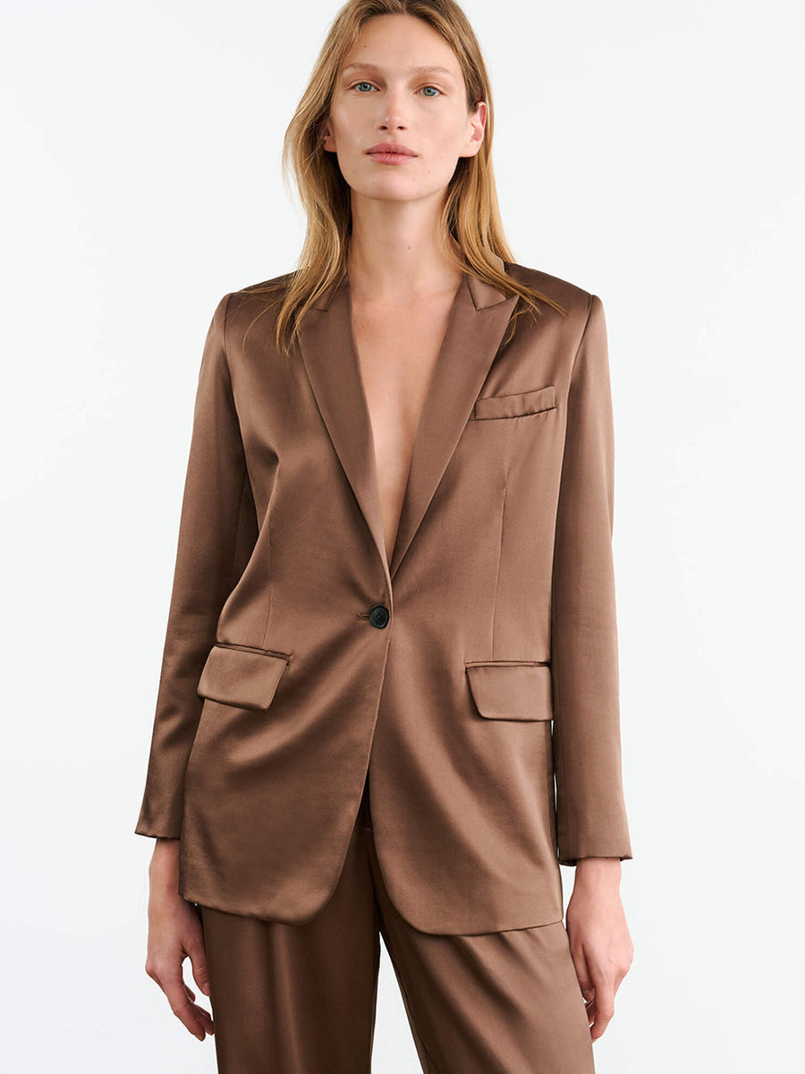 Eveline Silk Jacket in Taupe