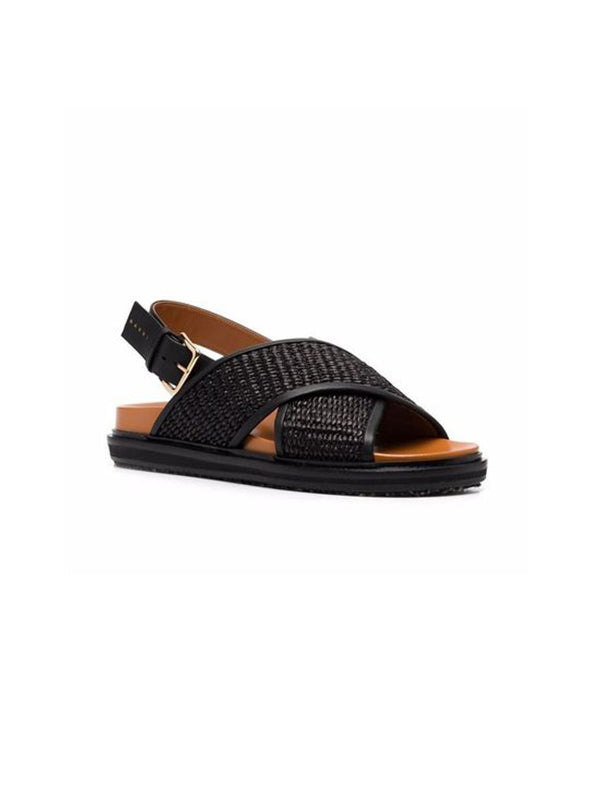 Marni | Fussbett Raffia Sandals in Earth of Siena