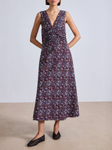 Apiece Apart | Fatima Ruched Tank Dress in Mira Floral Wine Tasting