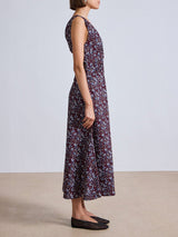 Fatima Ruched Tank Dress in Mira Floral Wine Tasting