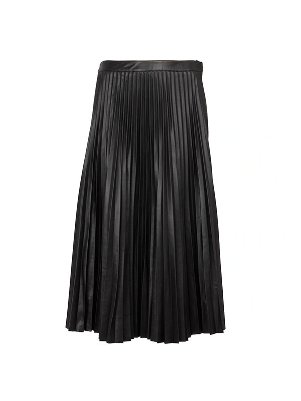 Faux Leather Pleated Skirt in Black – Adam Heath