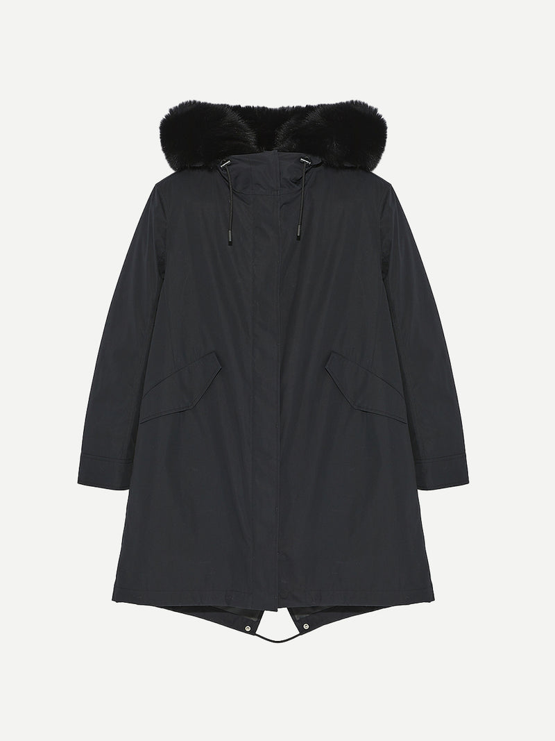 Yves Salomon | Fur Lined Waterproof Parka in Noir