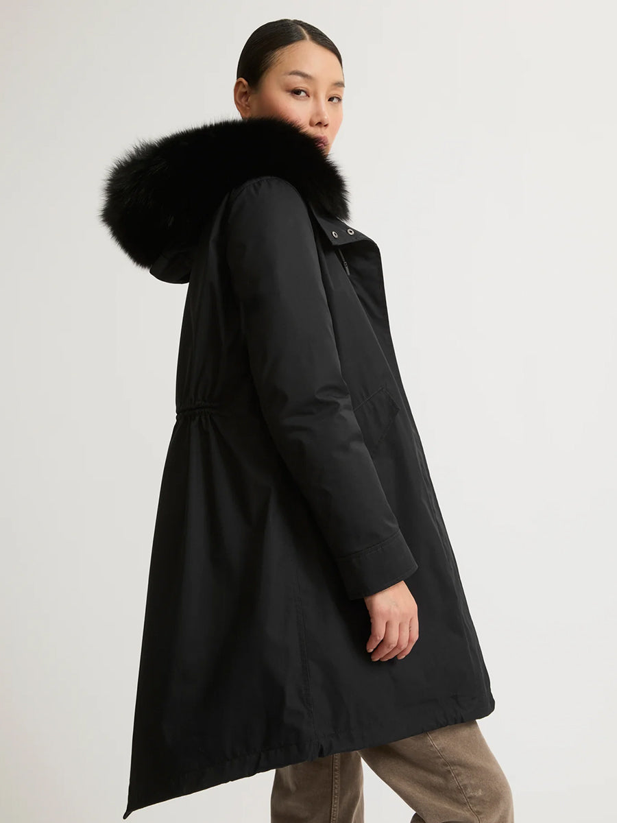 Yves Salomon | Fur Lined Waterproof Parka in Noir