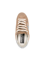 Golden Goose | Distressed Suede Glitter Super Star in Tan