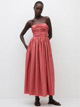 Gathered Bodice Dress in Rose