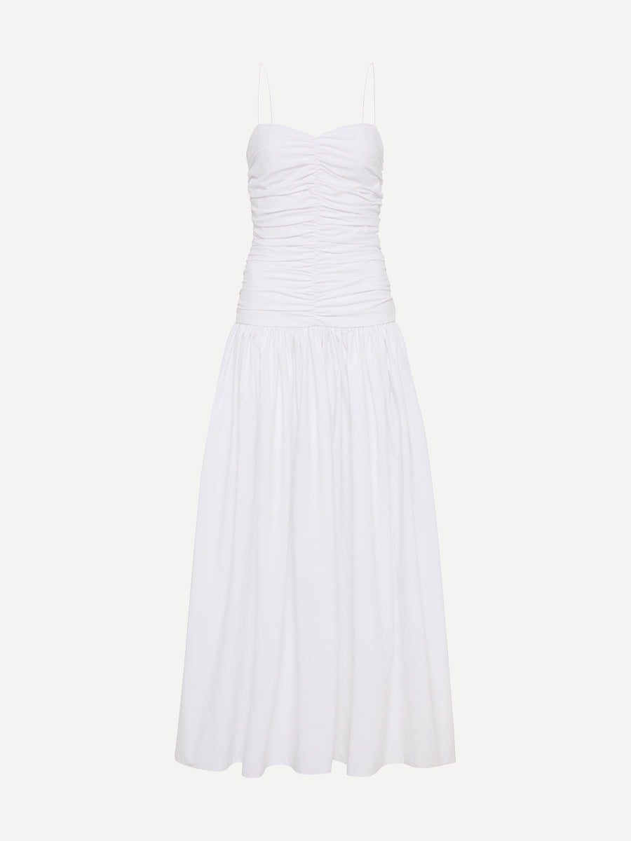 Matteau | Gathered Drop Waist Dress in White